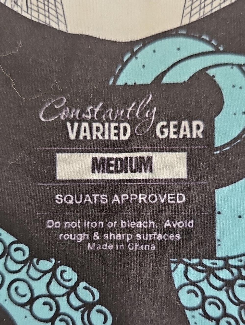 Constantly Varied Gear Kraken Skull, 5" Athletic Shorts, Black Aqua, Size Medium - Picture 4 of 5